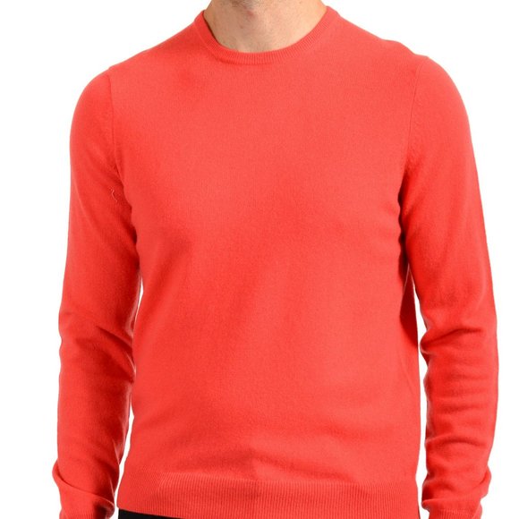 Malo Optimum Men's Coral Pink Wool Cashmere Crewneck Pullover Sweater